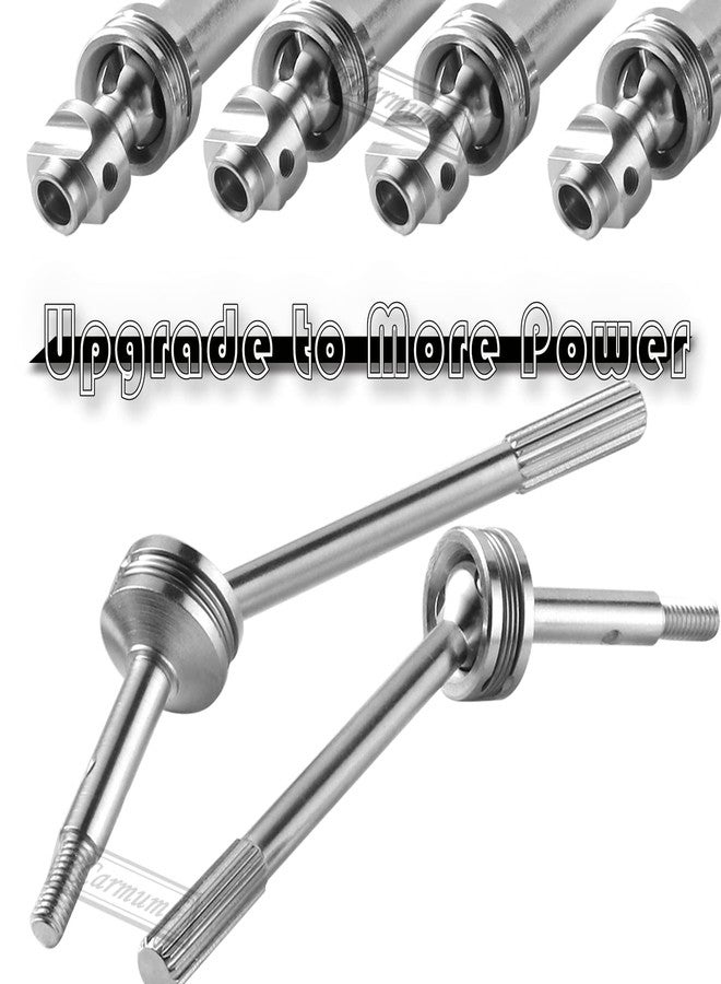 Rcarmumb Upgrades Part Drive Shaft CVD for 1/10 Slash 4X4/Stampede 4X4/Rustler 4X4/Hoss 4X4 RC 4WD,4PCS Front Rear Stainless Steel CVD #45 Axle with Navy Blue Hex,Silver - Image 3
